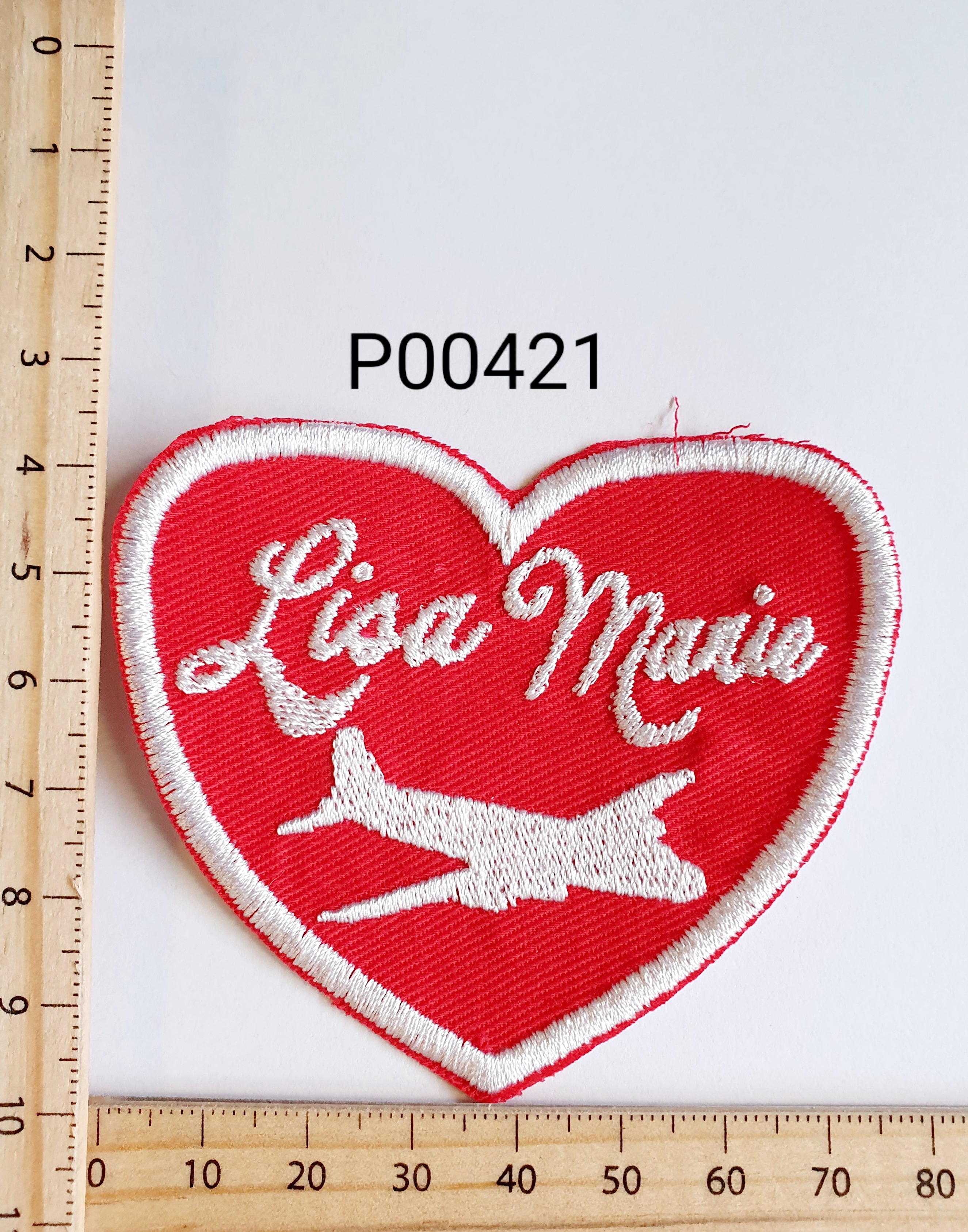 P00421 Lisa Marie Heart Iron On Cloth Patch